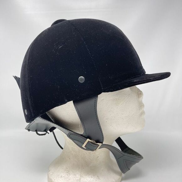Vintage Equestrian Riding Cap Size 7 1/4 Black Pony Club Approved Helmet Korea